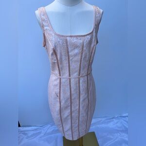 Cache Sleeveless Lace Sheath Satin Trim Night Out Dress